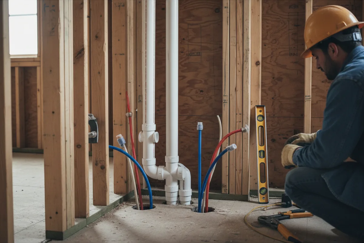 Drain and supply rough-in during Sump Pump Repair in Weott