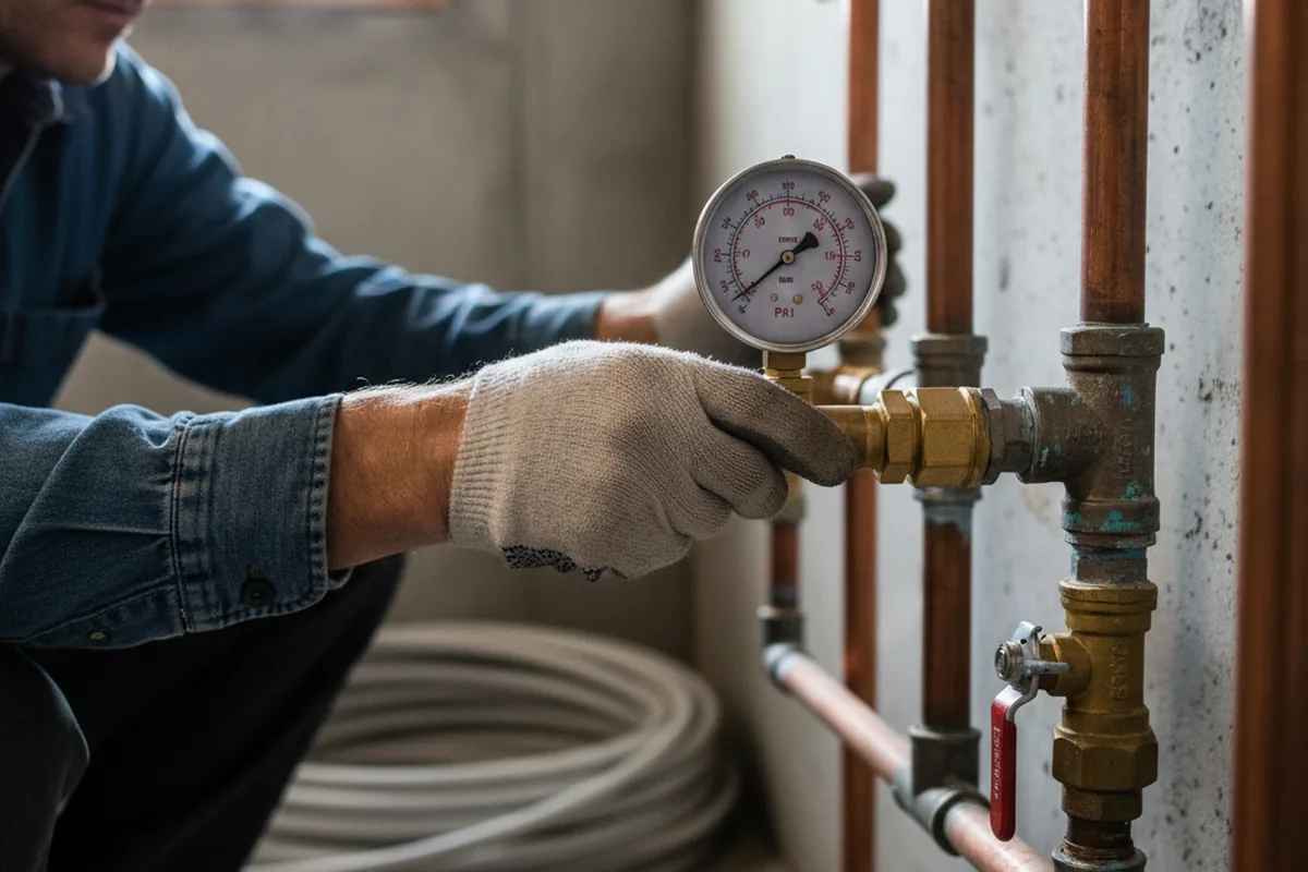 Pressure testing a repaired line during Water Line Repair in Weott